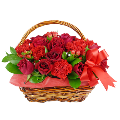 red buy flower basket
