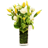 flower in vase white rose and yellow tulip