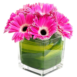 Vase purple gerbera flower arrangement