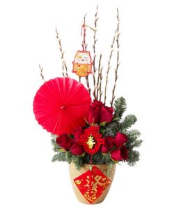 red roses chinese new year flower arrangement (3)chinese new year flower arrangement