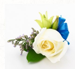 Single white rose corsage