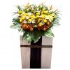 yellow sunlight incurve chrysanthemum funeral flower stand