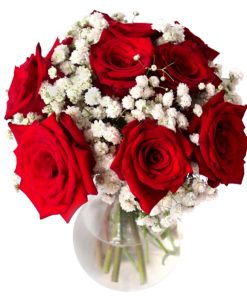red rose vase arrangament