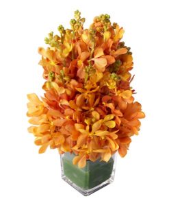 orange mokara flower arrangement