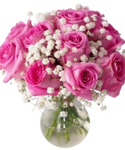 pink rose vase arrangament