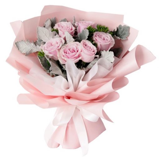 korean style rose bouquet 6 pink pastel theme bouquet