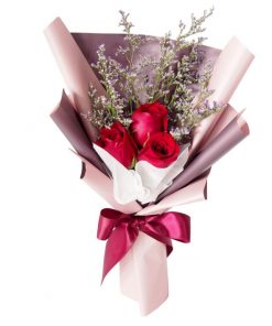 3 red rose bouquet