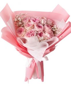 a dozen pink ohara rose bouquet (1)