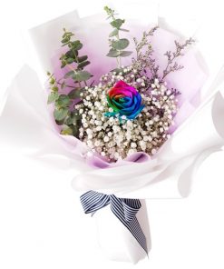 single rainbow rose bouquet