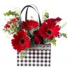gerbera and rose checker flower bag