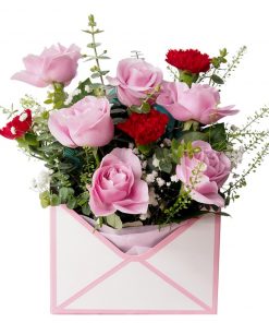 flower envelope red carnation pink rose