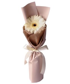 single stalk white gerbera bouquet