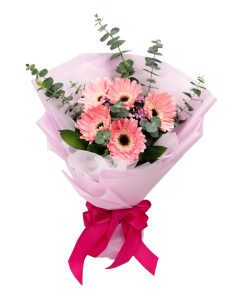 KH-91 gerbera daisy pink bouquet