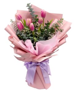 KH-86 tulip pink bouquet