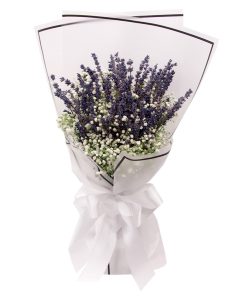 fresh lavender and baby breath bouquet