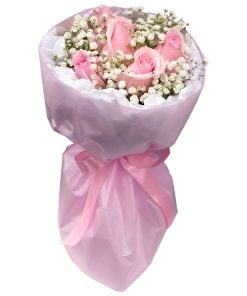 6 pastel pink rose bouquet