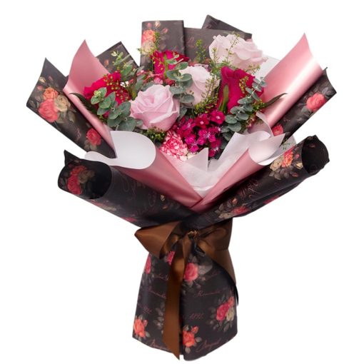 KH-111 pink red rose bouquet