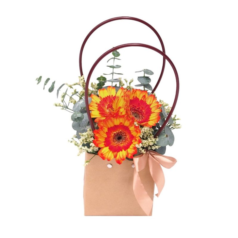 FB09 ORANGY FLOWER BAG Little Flower Hut 1 Singapore Online Florist