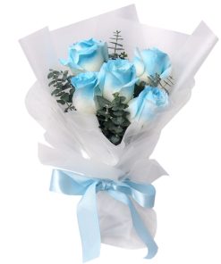 KH-119 Unbreakable Bond blue rose hand bouquet