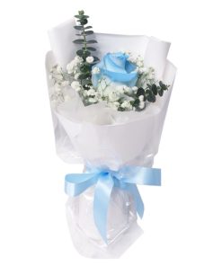 SB-13 Simply Love Single stalk blue rose bouquet