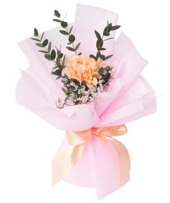 SB-08 Unwavering Love Single stalk peach carnation bouquet