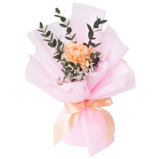 SB-08 Unwavering Love Single stalk peach carnation bouquet