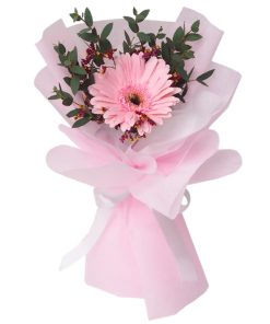 SB-07 Endless Love Single stalk pink gerbera bouquet