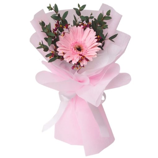 SB-07 Endless Love Single stalk pink gerbera bouquet