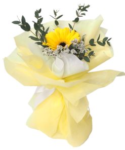 SB-09 Sole Devotion Single stalk yellow gerbera bouquet