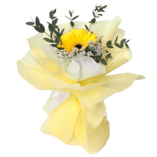 SB-09 Sole Devotion Single stalk yellow gerbera bouquet