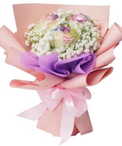 KH-142 Garden Of Grace rainbow rose hand bouquet