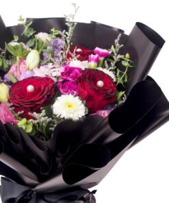 KH-143 Wonderstruck red rose black glittered