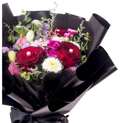 KH-143 Wonderstruck red rose black glittered