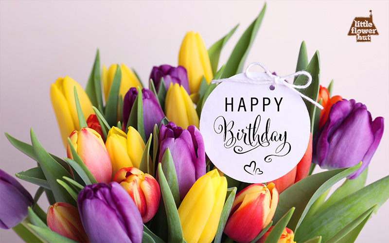 birthday flowers yellow and purple tulip